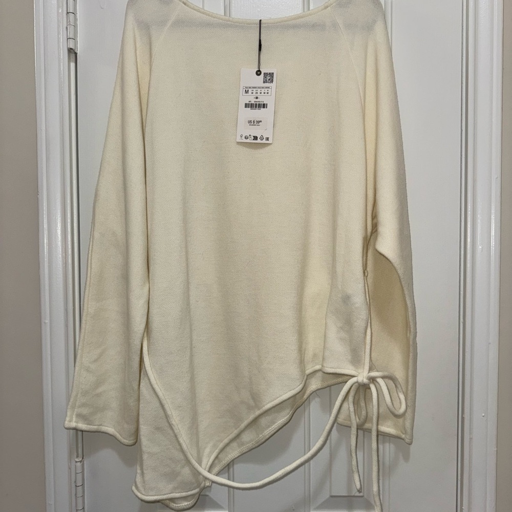 Zara Cream Asymmetrical Women's Blouse